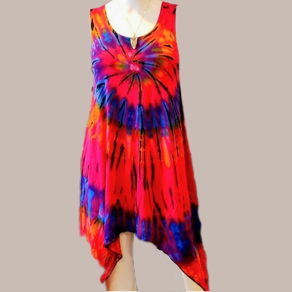 TIE DYE Asym. Top/ Dress Swim CU-*5 Colors Avail*OS NEW - Picture 1 of 6